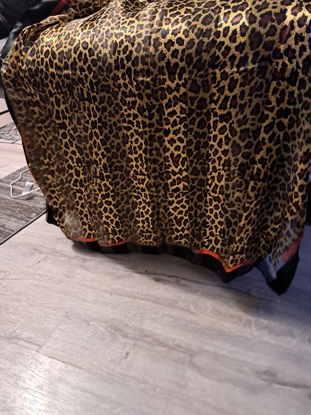 Leopard Print Sheer Scarf Wrap - Brown/Black